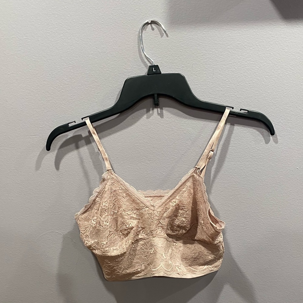 beige lace bralette
